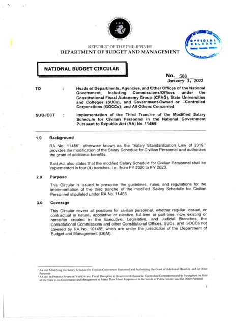 DBM National Budget Circular No. 588 S. 2022 .